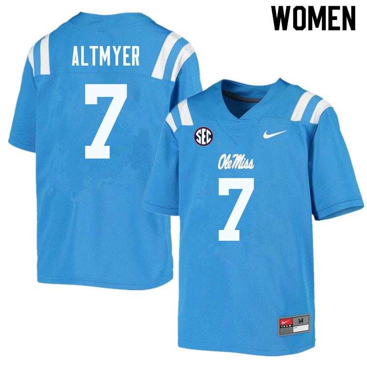 Women #7 Luke Altmyer Ole Miss Rebels College Football Jerseys Sale-Powder Blue